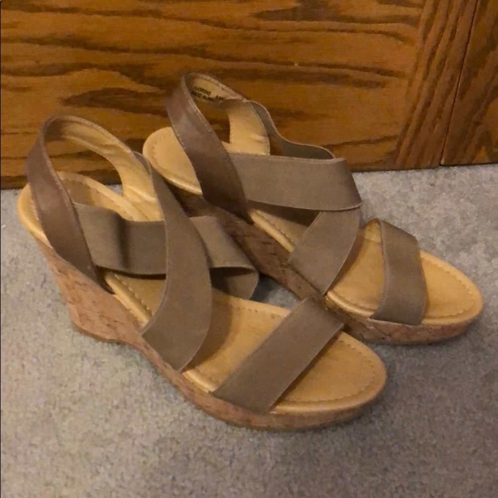 Tan Wedge Sandals size 9.5